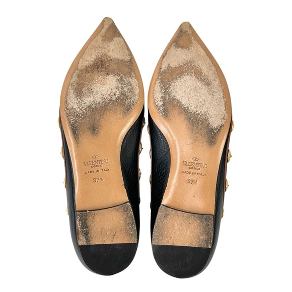 Valentino Garavani Rockstud Black Coin Embellished Leather Ballet Flats sz 37.5 - Picture 11 of 13